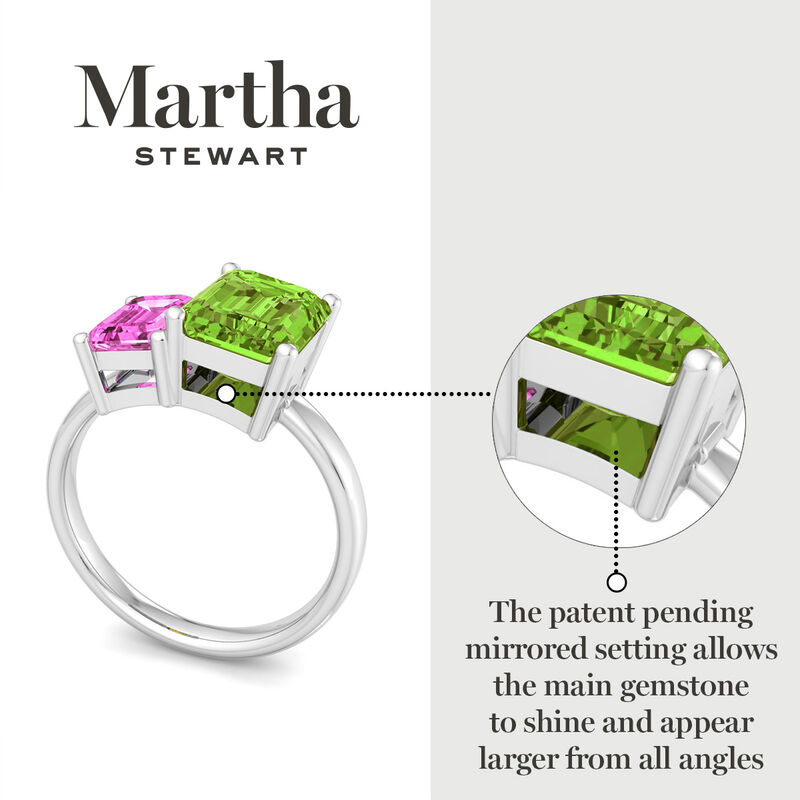 Martha Stewart 3 1/4ctw. Pink Sapphire & Peridot Two Stone Ring In Sterling Silver image number null
